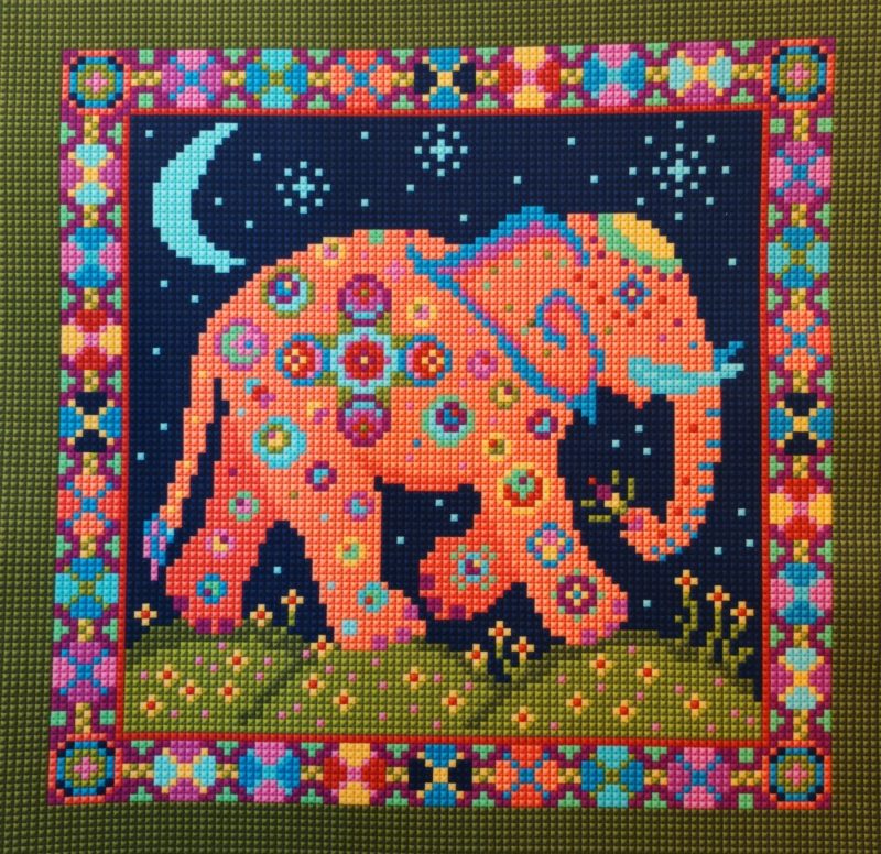 Elephant Moon Fabric Panel, Soft Touch Velvet, Bag Making, Cushion, Picture, Sewing