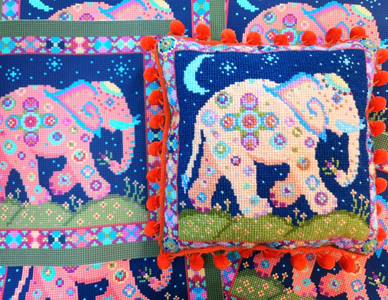 Elephant Moon Fabric Panel, Soft Touch Velvet, Bag Making, Cushion, Picture, Sewing