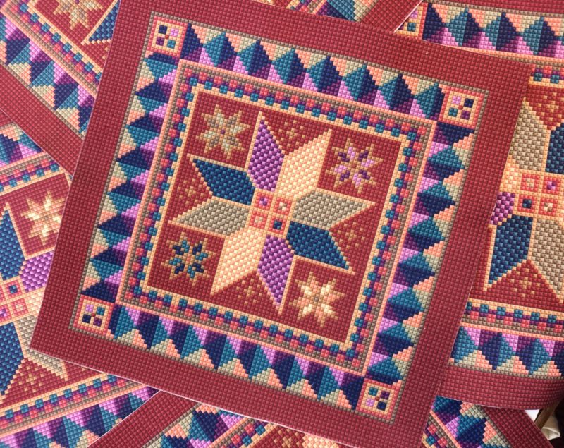 Star Tile Fabric Panel, Soft Touch Velvet, Bag Making, Cushion, Picture, Sewing Supply