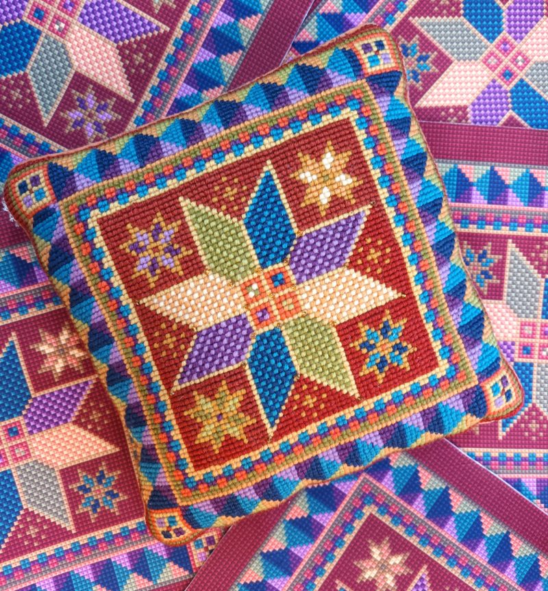 Star Tile Fabric Panel, Soft Touch Velvet, Bag Making, Cushion, Picture, Sewing Supply