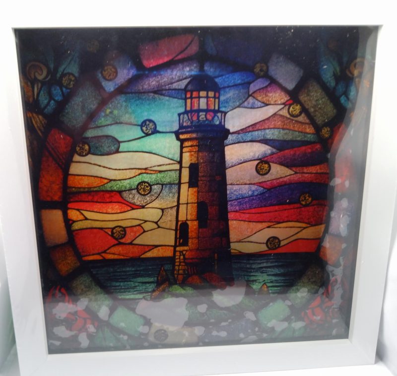 Wall Art, Stained Glass effect Lighthouse, Night Light, Lightbox, Gift for him, Gift for her,