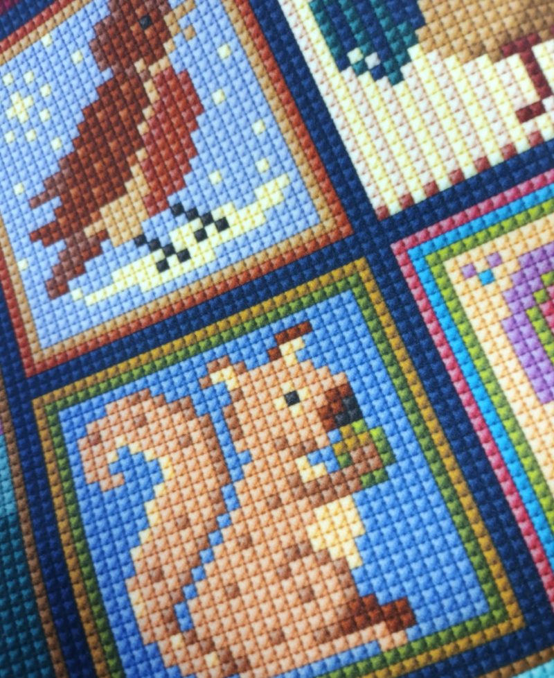 Little Blocks Patchwork Fabric Panel, Soft Touch Velvet, Bag Making, Cushion, Picture, Craft Supply