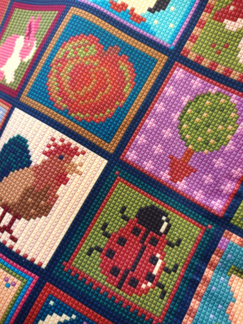 Little Blocks Patchwork Fabric Panel, Soft Touch Velvet, Bag Making, Cushion, Picture, Craft Supply