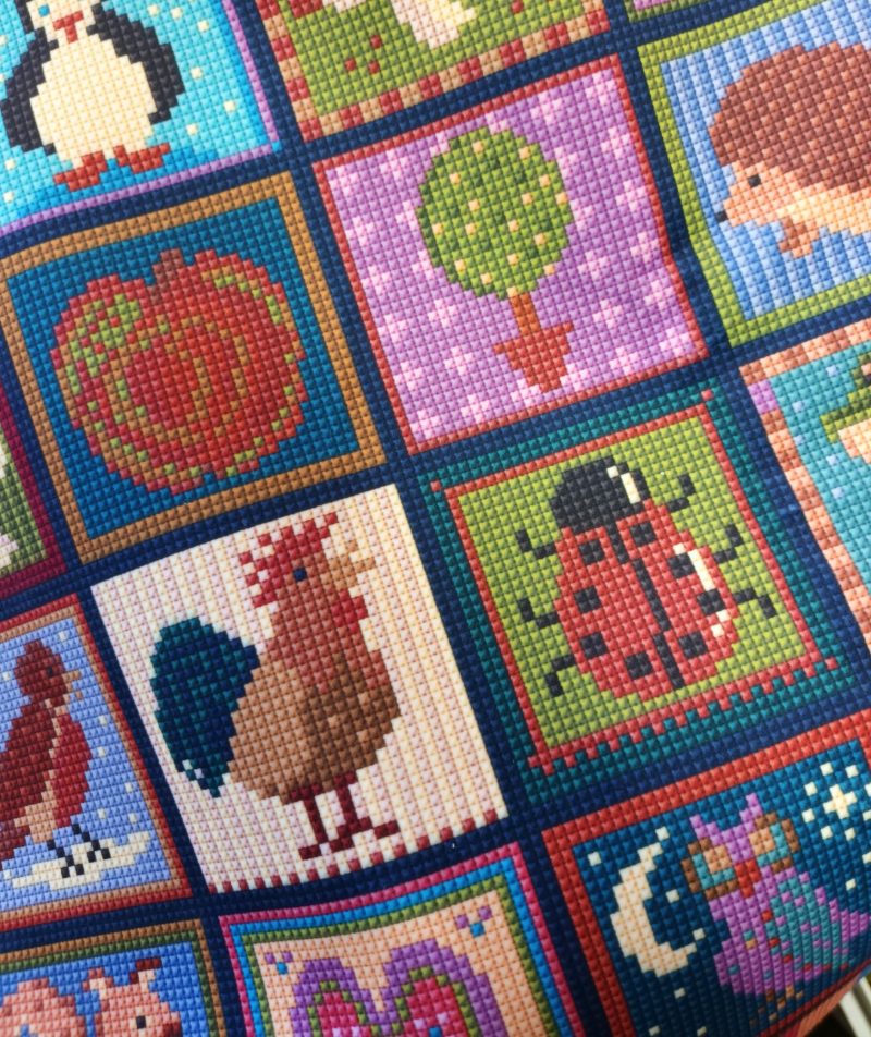 Little Blocks Patchwork Fabric Panel, Soft Touch Velvet, Bag Making, Cushion, Picture, Craft Supply