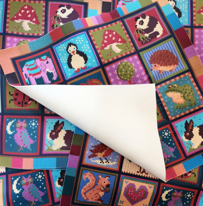 Little Blocks Patchwork Fabric Panel, Soft Touch Velvet, Bag Making, Cushion, Picture, Craft Supply