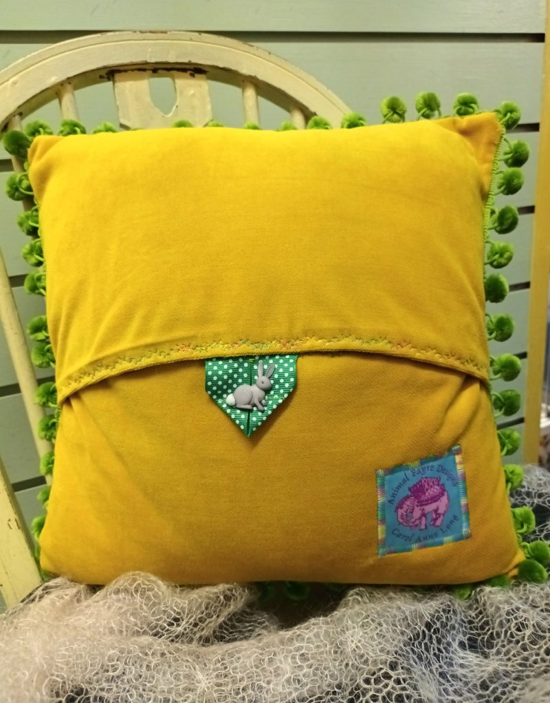 Little Blocks Patchwork Velvet Cushion, New Baby, Animal Fayre Fabric