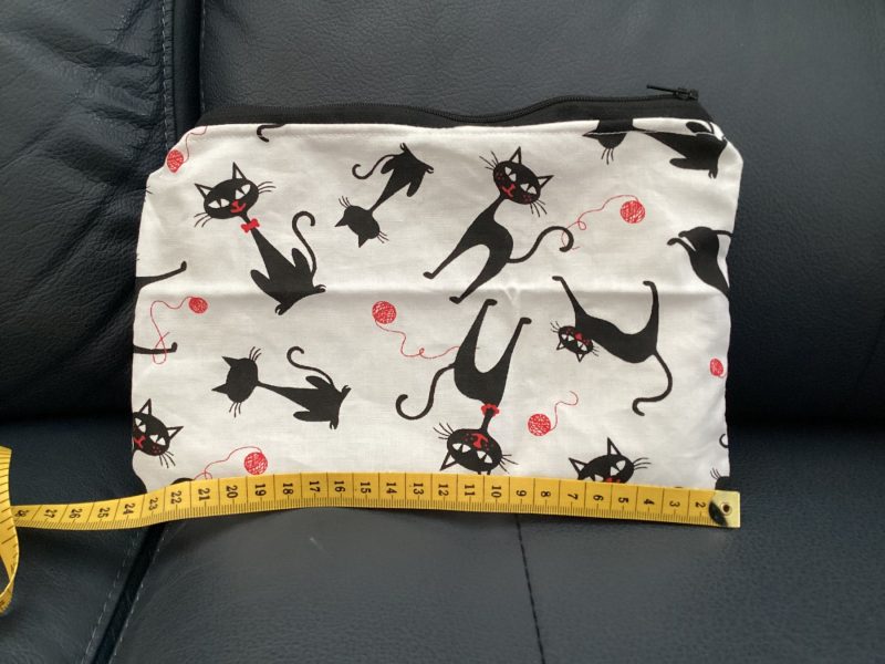 Small Cute Zipped Lined Fabric Make Up Cosmetic Bag Featuring Spooky Black Cats