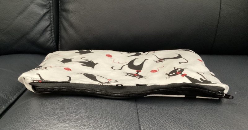 Small Cute Zipped Lined Fabric Make Up Cosmetic Bag Featuring Spooky Black Cats