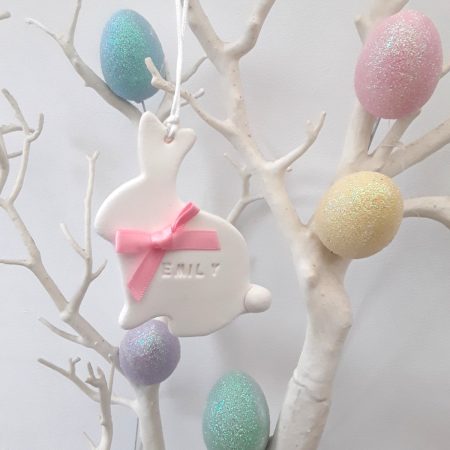Clay Easter gift, Personalised clay hanging bunny, Clay bunny gift, Easter decor, Personalised bunny
