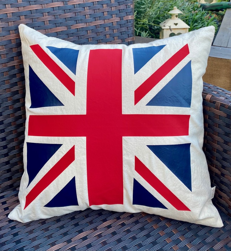 British Union Jack Cushions 15x15 inch Natural cotton - Handmade