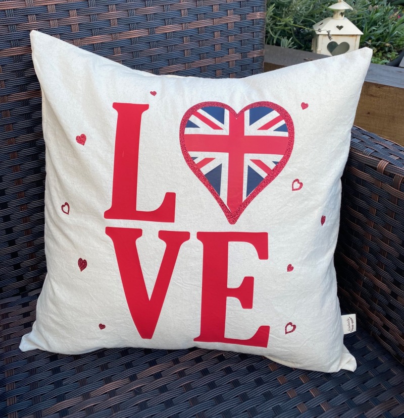 British Union Jack Cushions 15x15 inch Natural cotton - Handmade