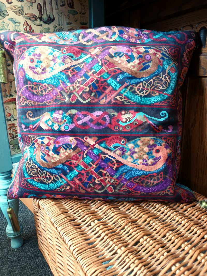 Celtic Peacocks Velvet Cushion, Pillow, Birthday, Father's Day Gift