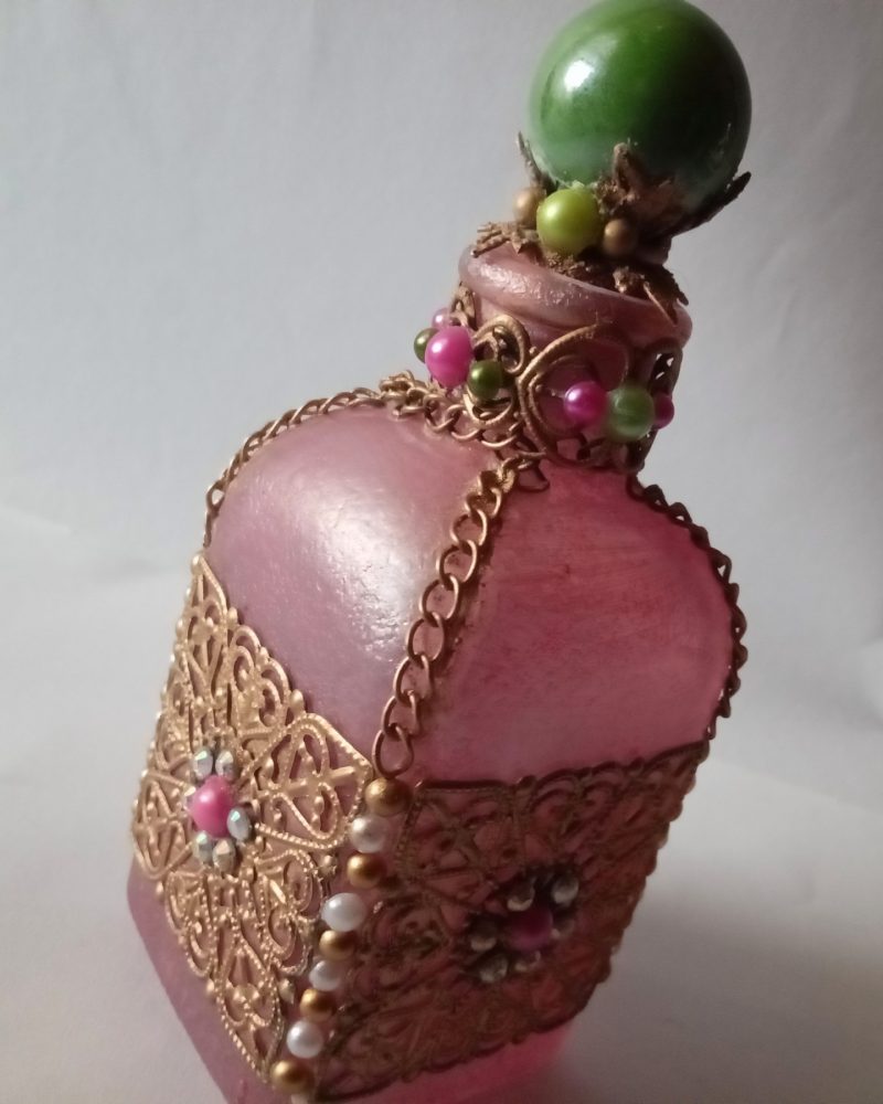 Upcycled Ornate Pink Victorian Style Bottle