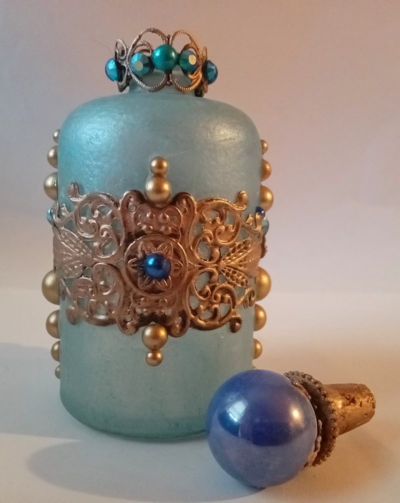Upcycled Ornate Blue Victorian Style Bottle
