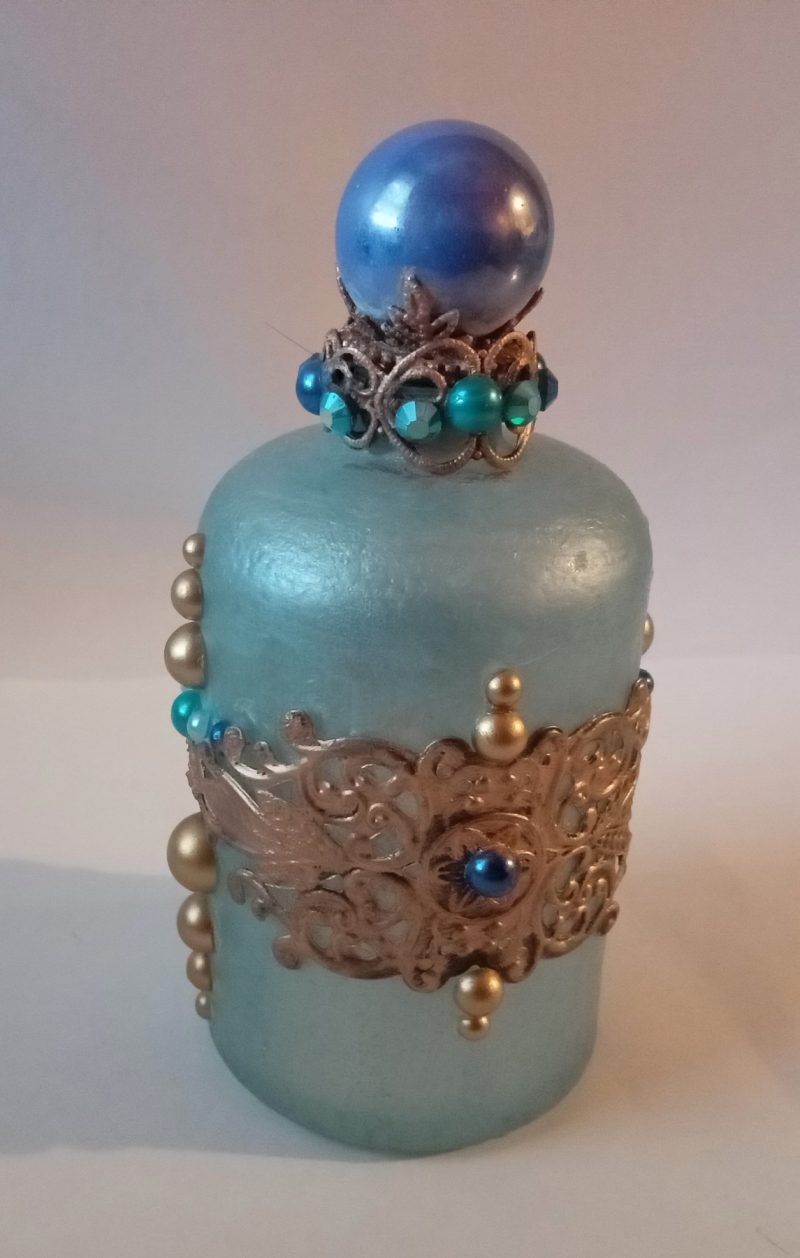 Upcycled Ornate Blue Victorian Style Bottle