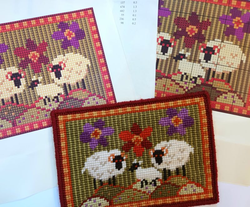 Wee Three Sheep, Quirky Tapestry Kit, Counted Cross-stitch, Fun!
