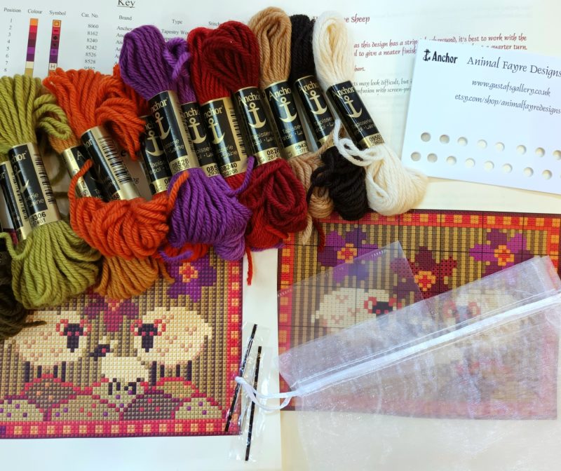 Wee Three Sheep, Quirky Tapestry Kit, Counted Cross-stitch, Fun!