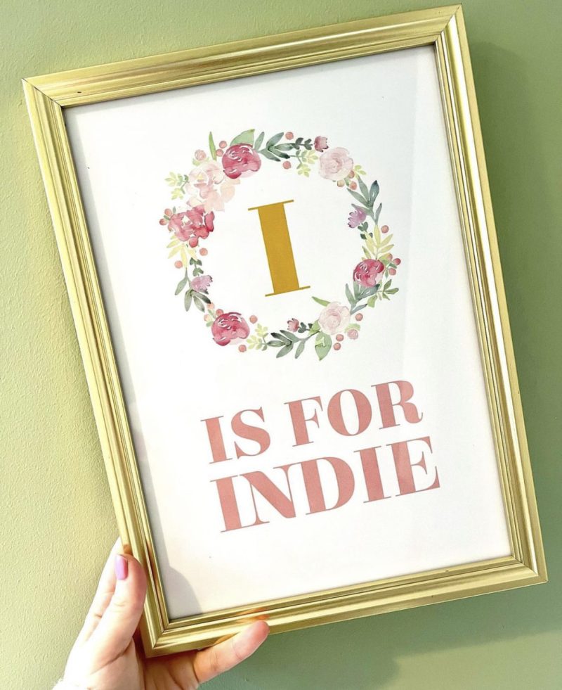 Pink Floral Initial Print