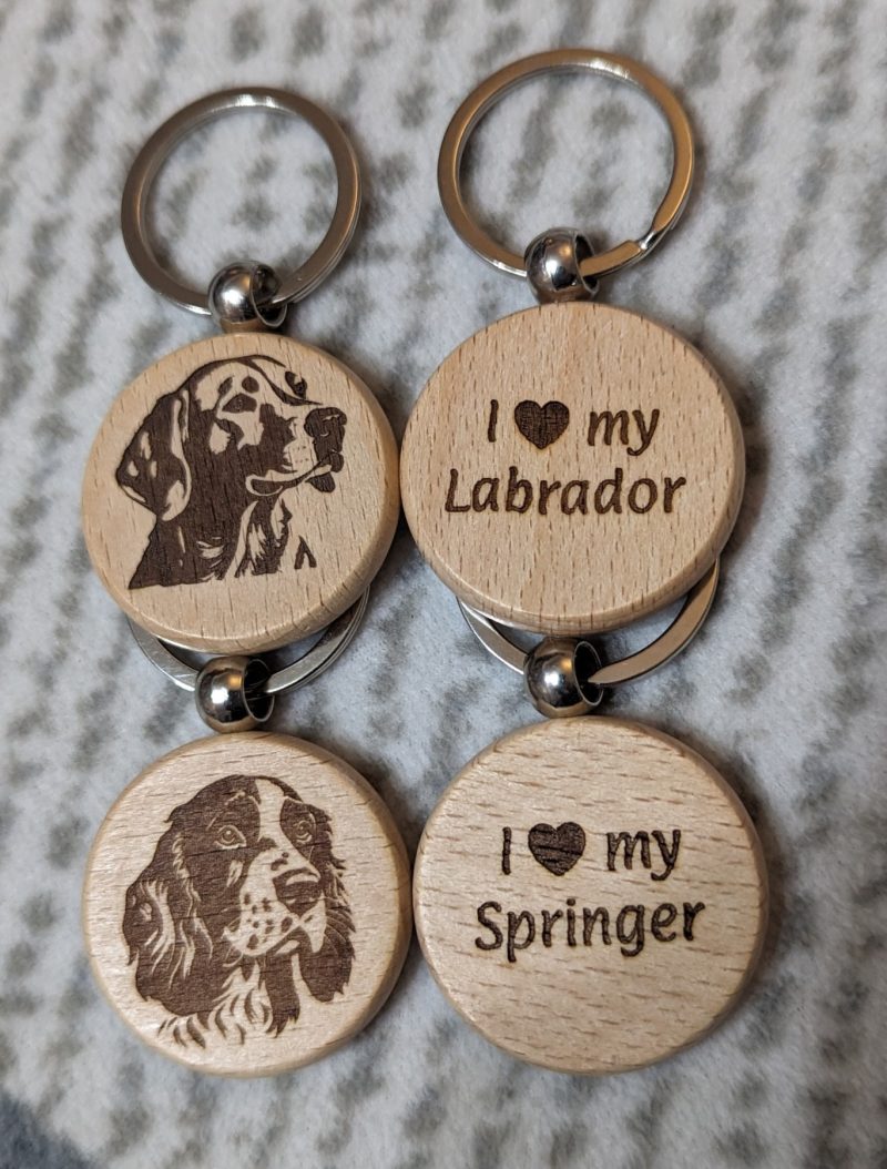 Personalised Wooden Keyrings - Laser Engraved Dog Breeds