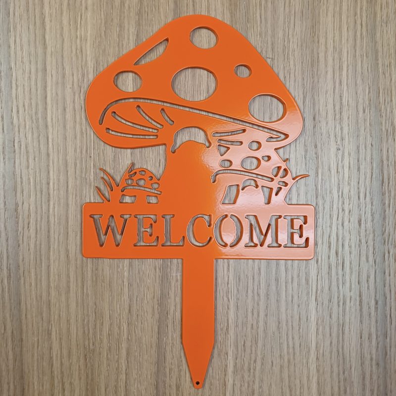 Steel Welcome Mushroom Garden Spike