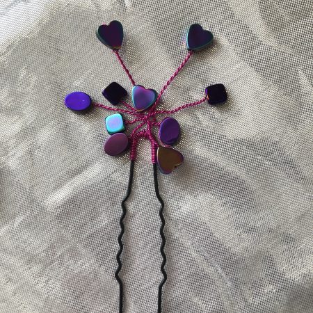 Rainbow Haematite hair pin