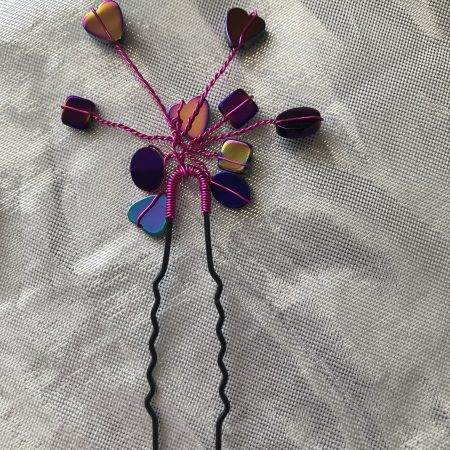 Rainbow Haematite hair pin