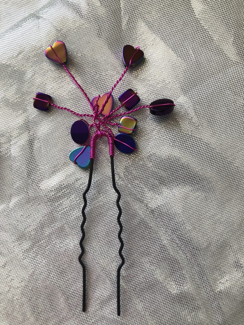 Rainbow Haematite hair pin