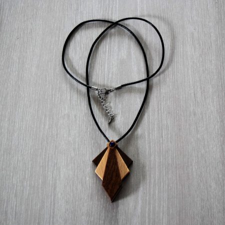 Hand made Art Deco style wood pendant necklace. - Image 5