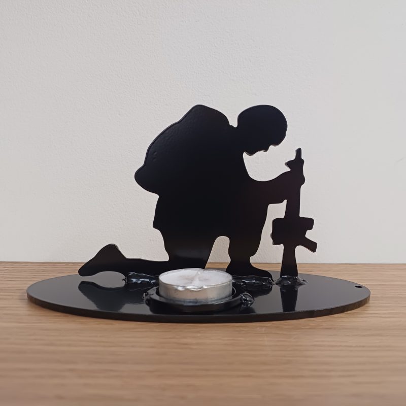 Steel Kneeling Soldier Tealight Holder