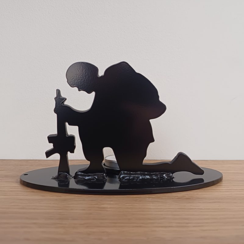 Steel Kneeling Soldier Tealight Holder