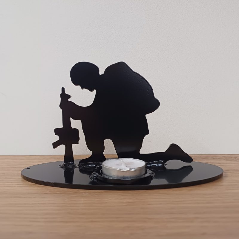 Steel Kneeling Soldier Tealight Holder