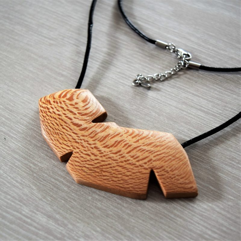 Hand made boho wood necklace pendant.