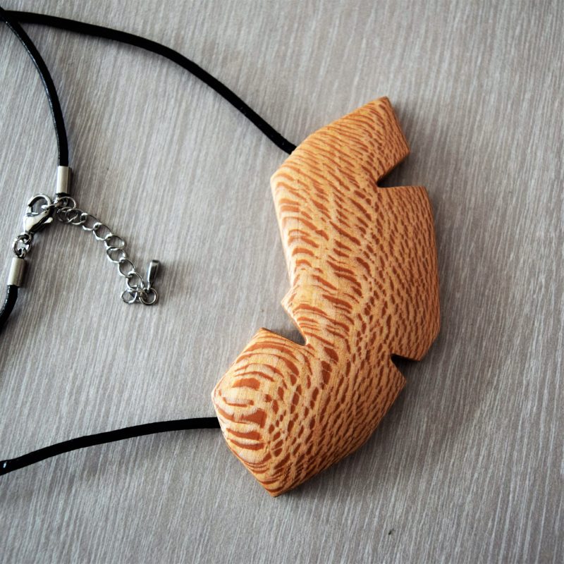 Hand made boho wood necklace pendant.