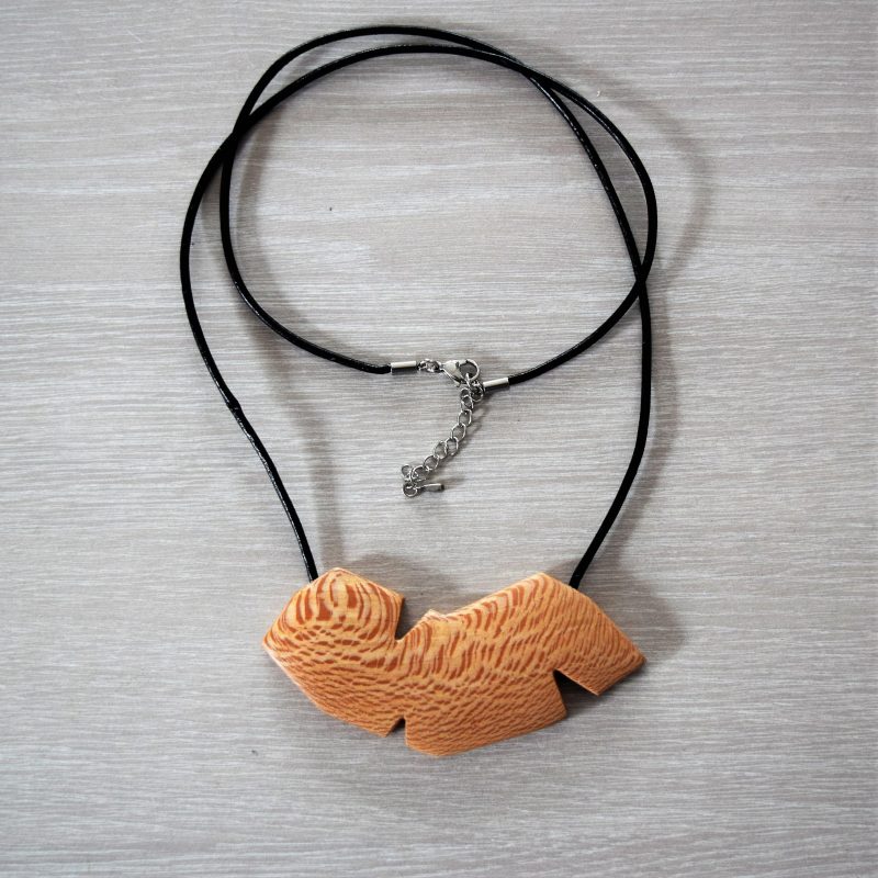 Hand made boho wood necklace pendant.