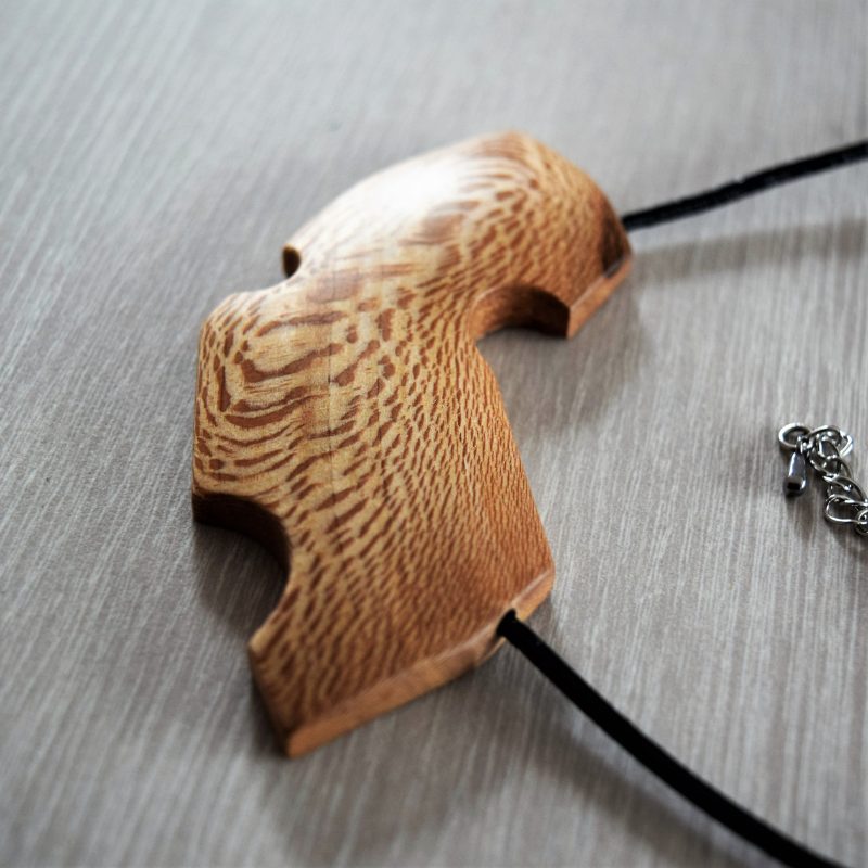 Hand made boho wood necklace pendant.