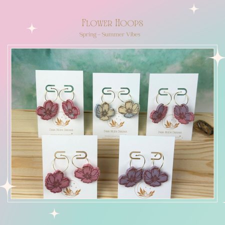 Cherry Blossom Hoop Earrings| Pastel Colours |Spring Summer |Fun Earrings