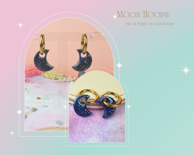 Moon Charm Huggie Style Earrings| Multiple colour options