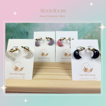 Moon Charm Huggie Style Earrings| Multiple colour options