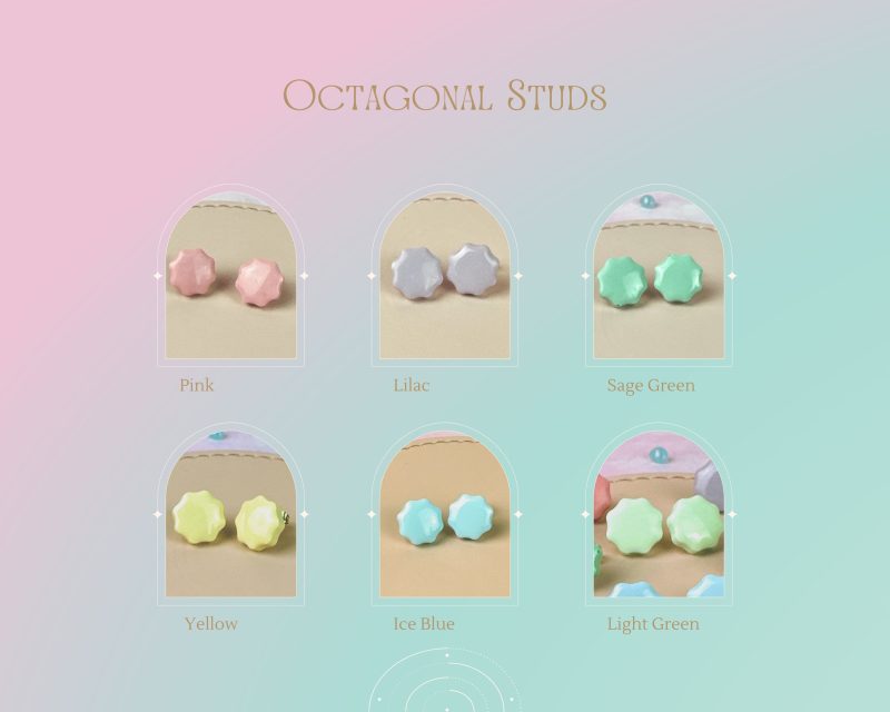 Pastel Stud | Octagon| Resin Earrings |quirky earrings