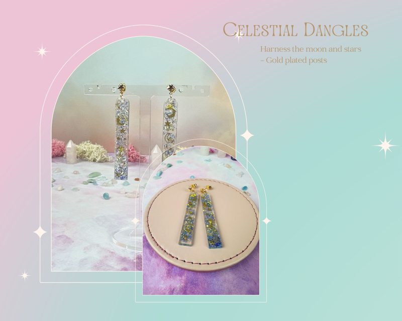 Celestial Moon & Stars Earrings - Long Drop Dangles for a Magical Look