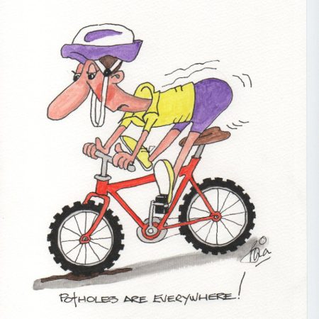 An A4 art print of a cyclist