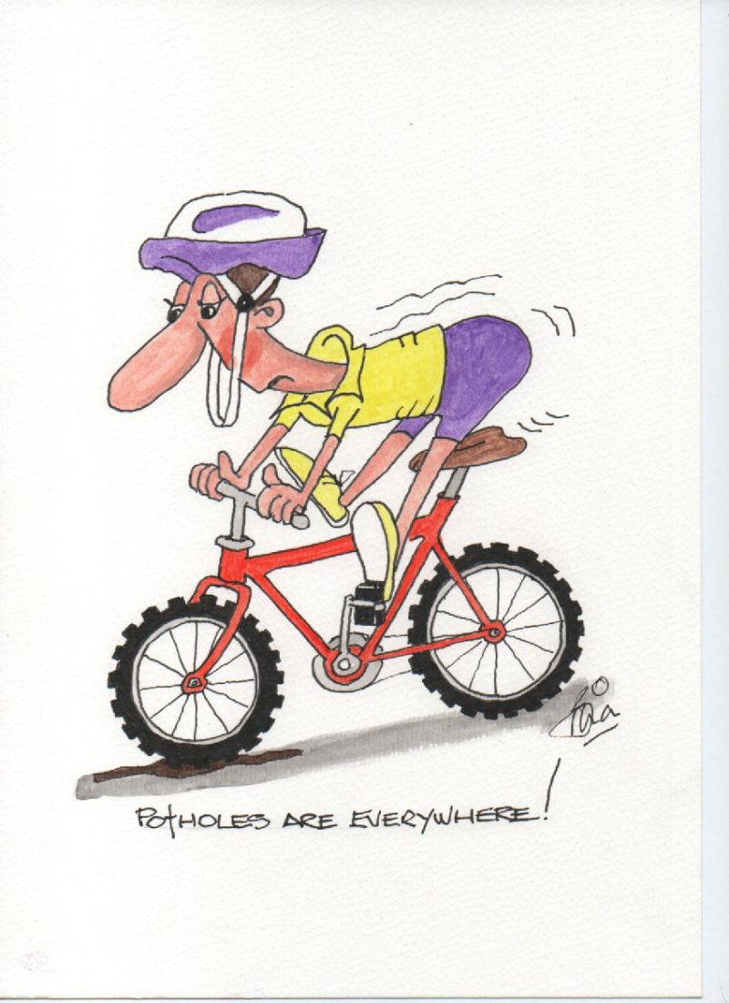 An A4 art print of a cyclist