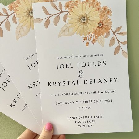 Orange Autumn Floral Invitations
