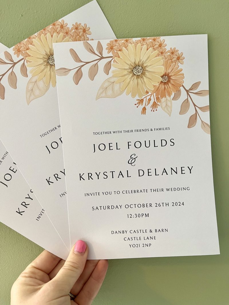 Orange Autumn Floral Invitations
