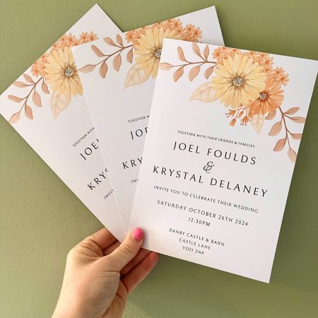 Orange Autumn Floral Invitations