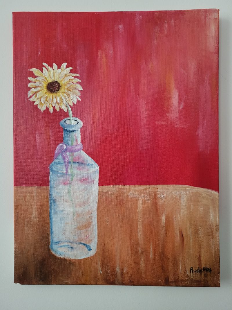 Floral Triptych Acrylic Painting on Canvas