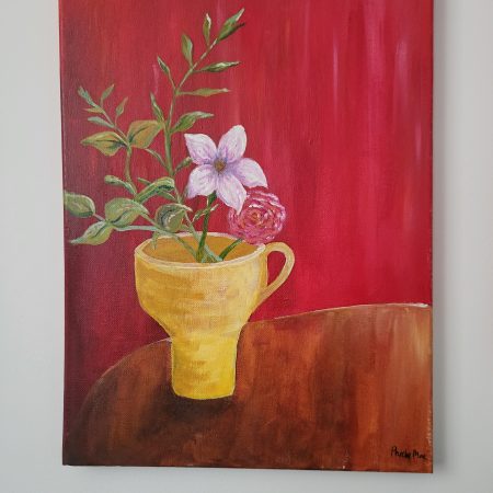 Floral Triptych Acrylic Painting on Canvas