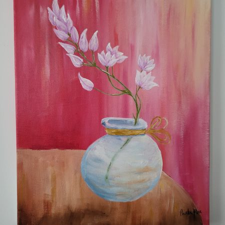 Floral Triptych Acrylic Painting on Canvas