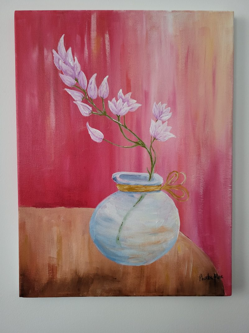Floral Triptych Acrylic Painting on Canvas