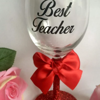 Teacher Glitter wine glass, Teacher gift, Teacher Glitter Wine Glass, Teacher thank You Gift